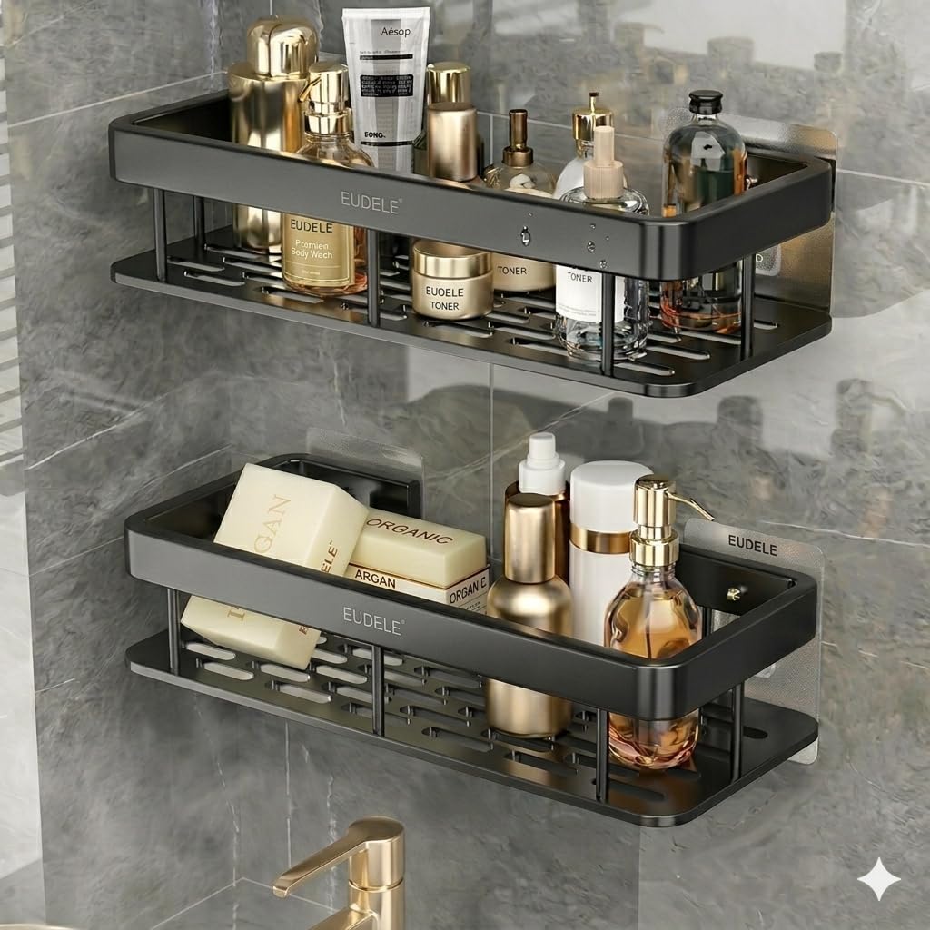 Pointax Rectangular Acrylic Bathroom Shelf Straight Transparent 18 Inch
