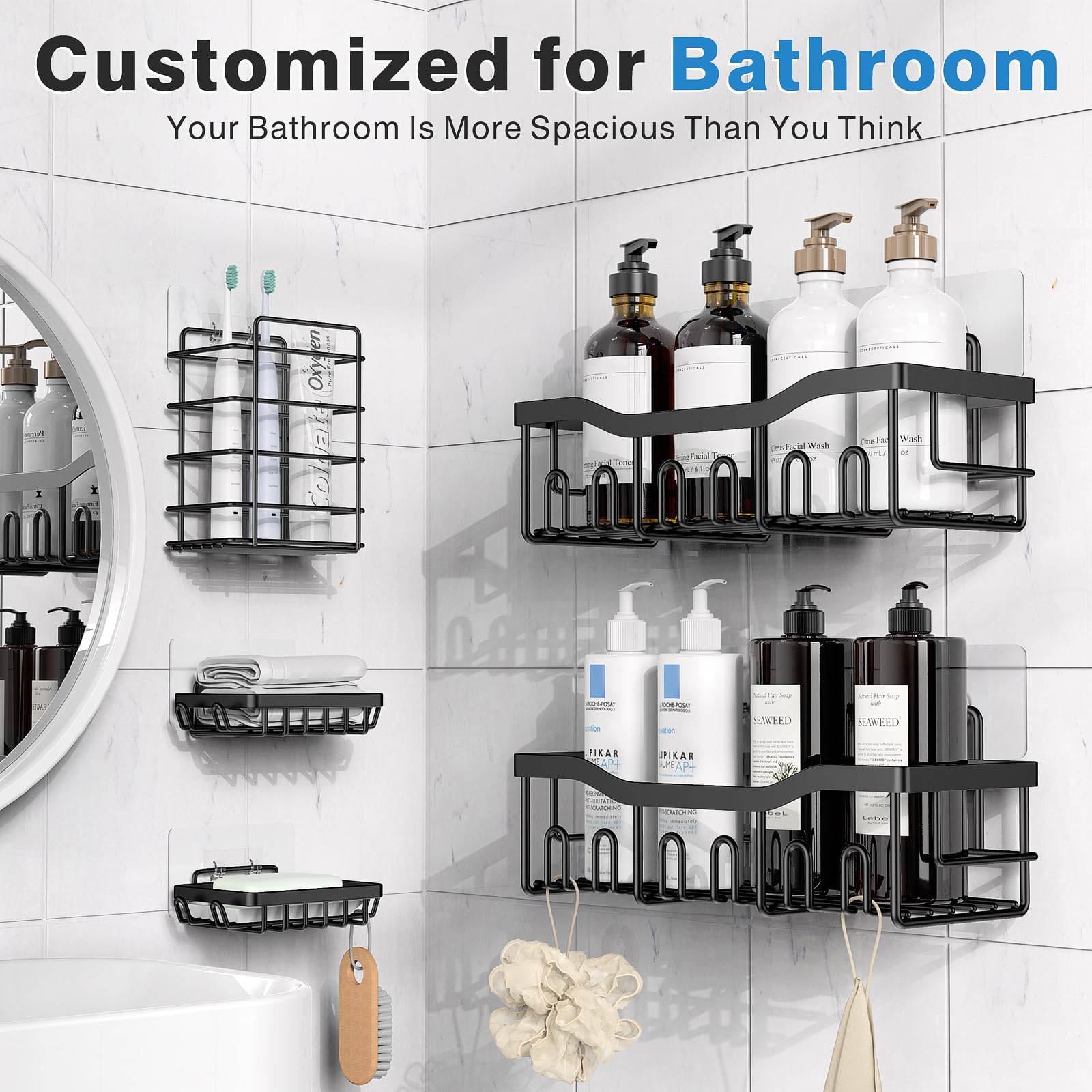 Pointax Rectangular Acrylic Bathroom Shelf Straight Transparent 18 Inch