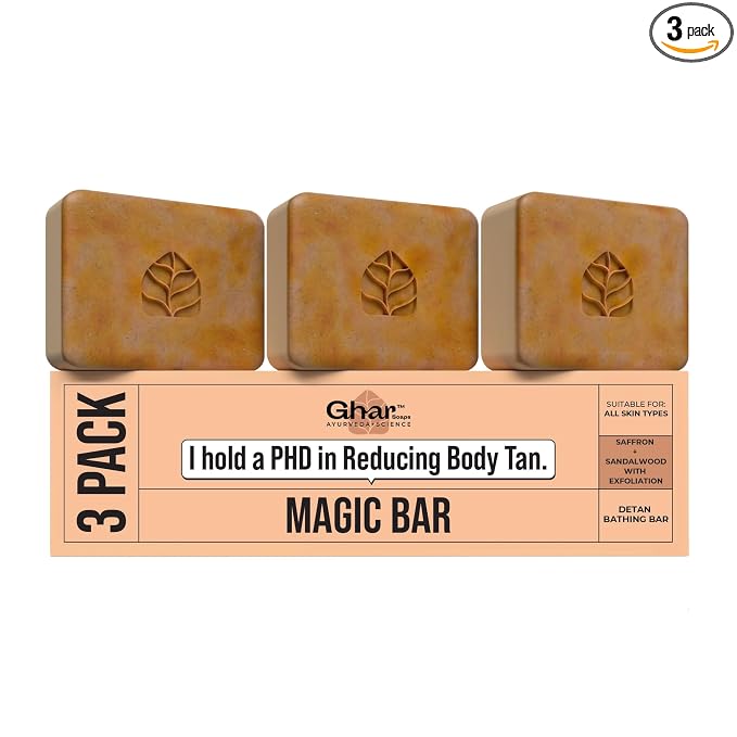 Ghar Soaps Sandalwood & Saffron Magic Brightening Bath Soap Bar 10.6 oz Pack of 3