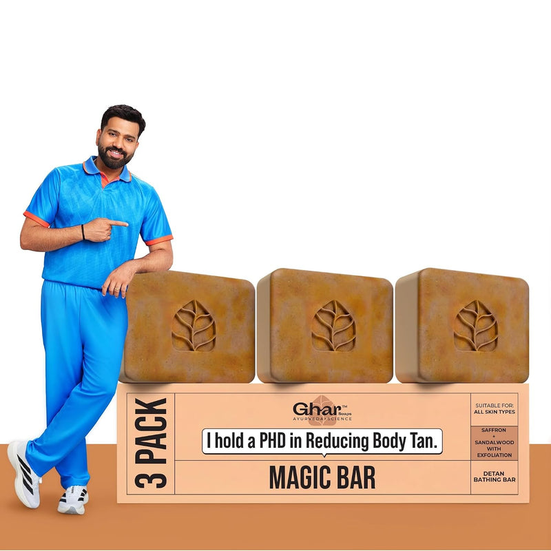 Ghar Soaps Sandalwood & Saffron Magic Brightening Bath Soap Bar 10.6 oz Pack of 3