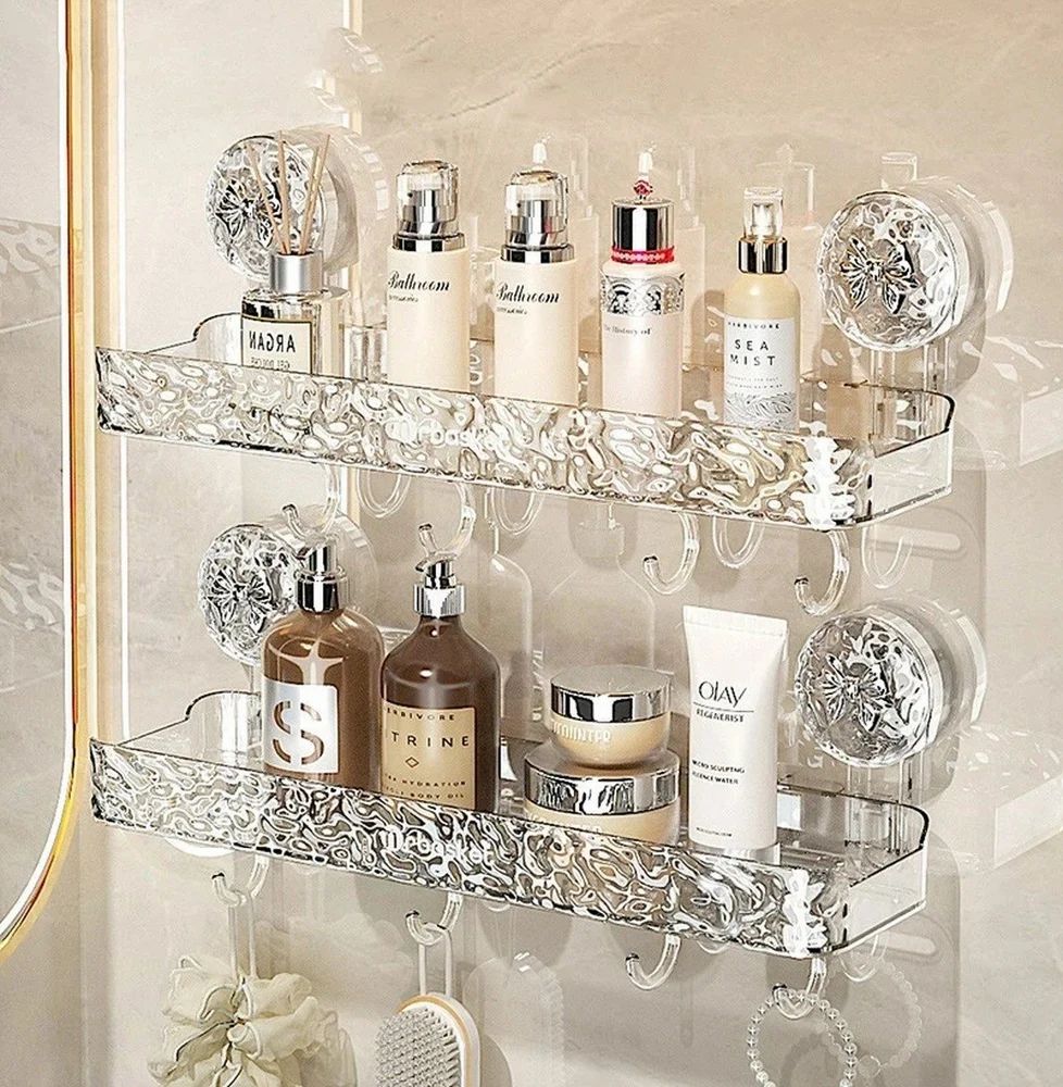 Pointax Rectangular Acrylic Bathroom Shelf Straight Transparent 18 Inch