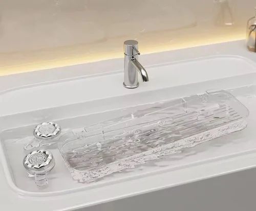 Pointax Rectangular Acrylic Bathroom Shelf Straight Transparent 18 Inch