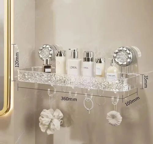 Pointax Rectangular Acrylic Bathroom Shelf Straight Transparent 18 Inch