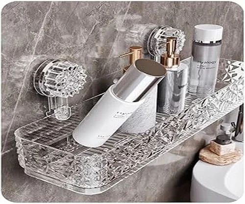 Pointax Rectangular Acrylic Bathroom Shelf Straight Transparent 18 Inch