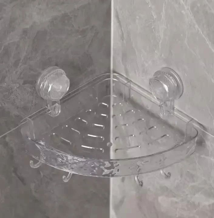 Stainless Steel Textured Corner Bathroom Shelf Silver Chrome 16 in